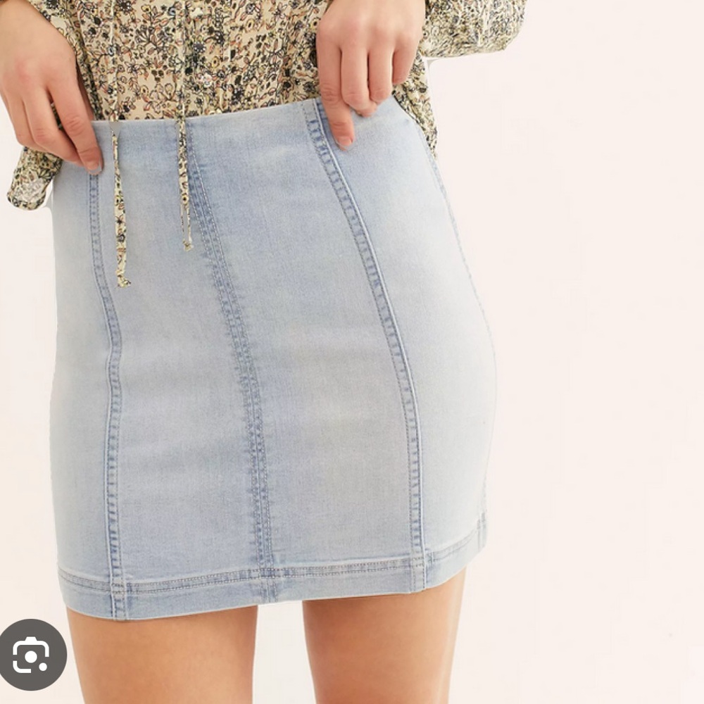 Free People Modern Femme Denim Skirt in Starwash - Picture 3 of 3